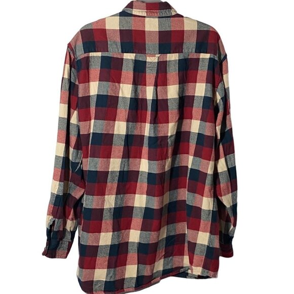 RED HEAD Men's Flannel Shirt Size 2XT, Red/Blue/White Plaid, 100% Cotton, Button - Picture 2 of 11
